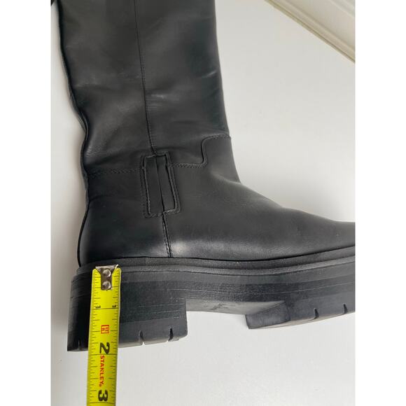 Sam Edelman Larina Tall Knee High Boot Waterproof Black Leather 6M 90s Edge Chic - Picture 11 of 13